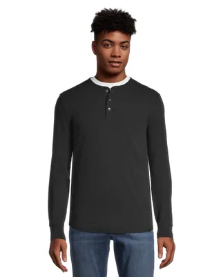 Denver Hayes Men's Long Sleeve Modern Fit Ottoman Henley Shirt