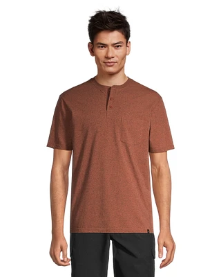 FarWest Men's Snow Yarn Short Sleeve Henley Shirt