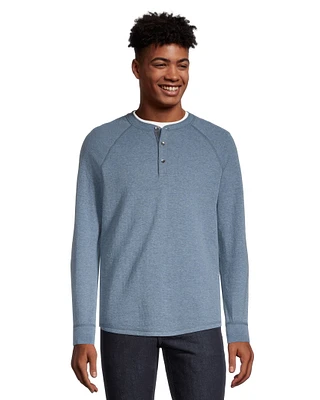 WindRiver Men's Double Layer Long Sleeve Henley Shirt