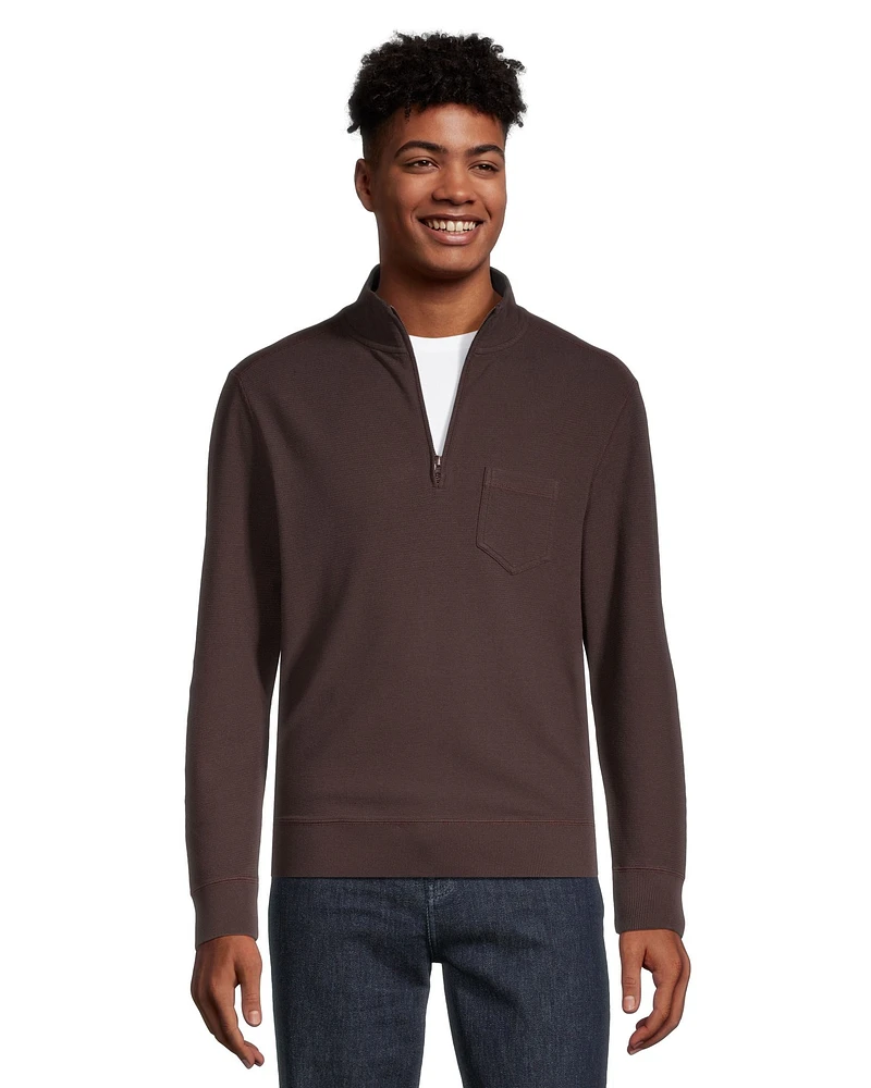 Denver Hayes Men's Quarter Zip French Rib Long Sleeve Mock Neck Shirt