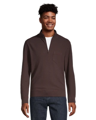 Denver Hayes Men's Quarter Zip French Rib Long Sleeve Mock Neck ShirtDenver D