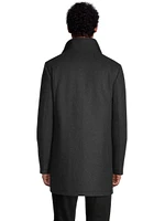 Denver Hayes Men's Buttoned Placket Full Zip Wool-Blend Winter Coat