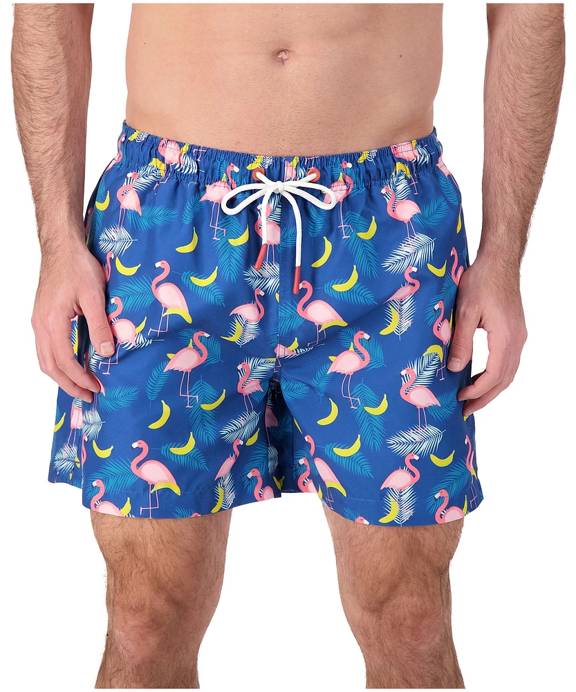 Sunset X Vine Men's Tobius Mid Rise Swim Trunks - Navy