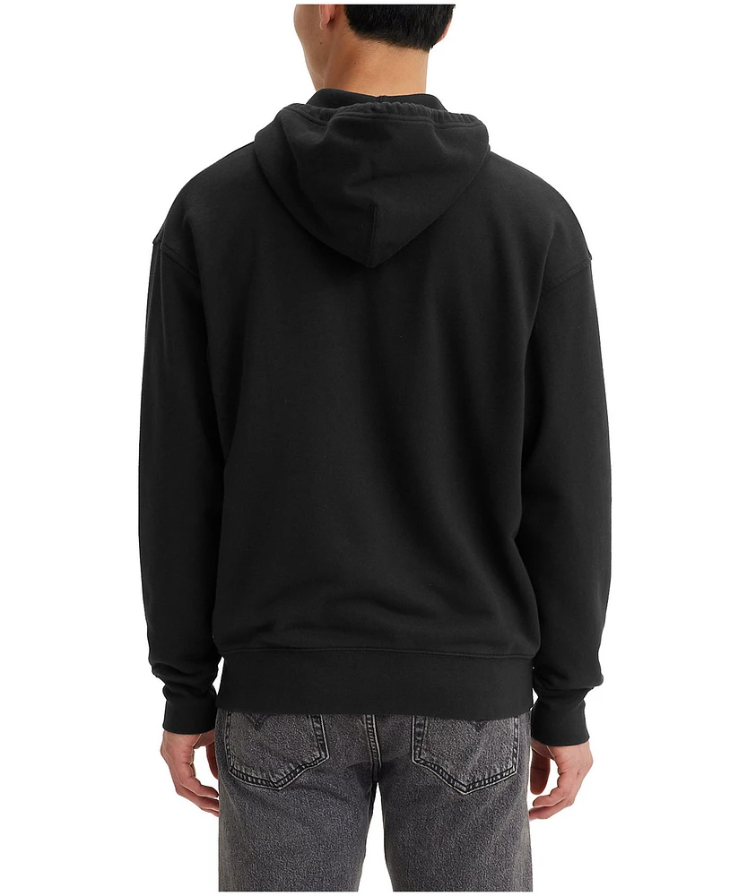 Men's Relaxed Fit Vertical Graphic Full Zip Fleece Hoodie