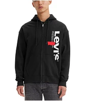 Men's Relaxed Fit Vertical Graphic Full Zip Fleece Hoodie