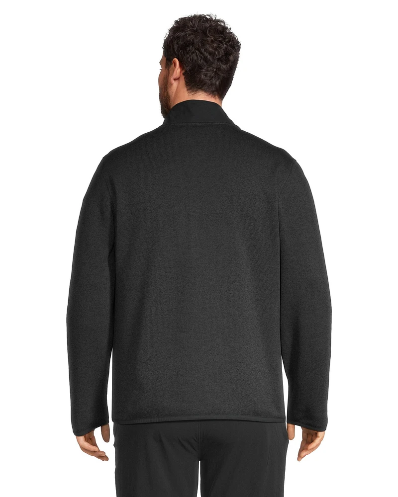 WindRiver Men's Half Zip Mock Neck Sweater-Knit Fleece Top