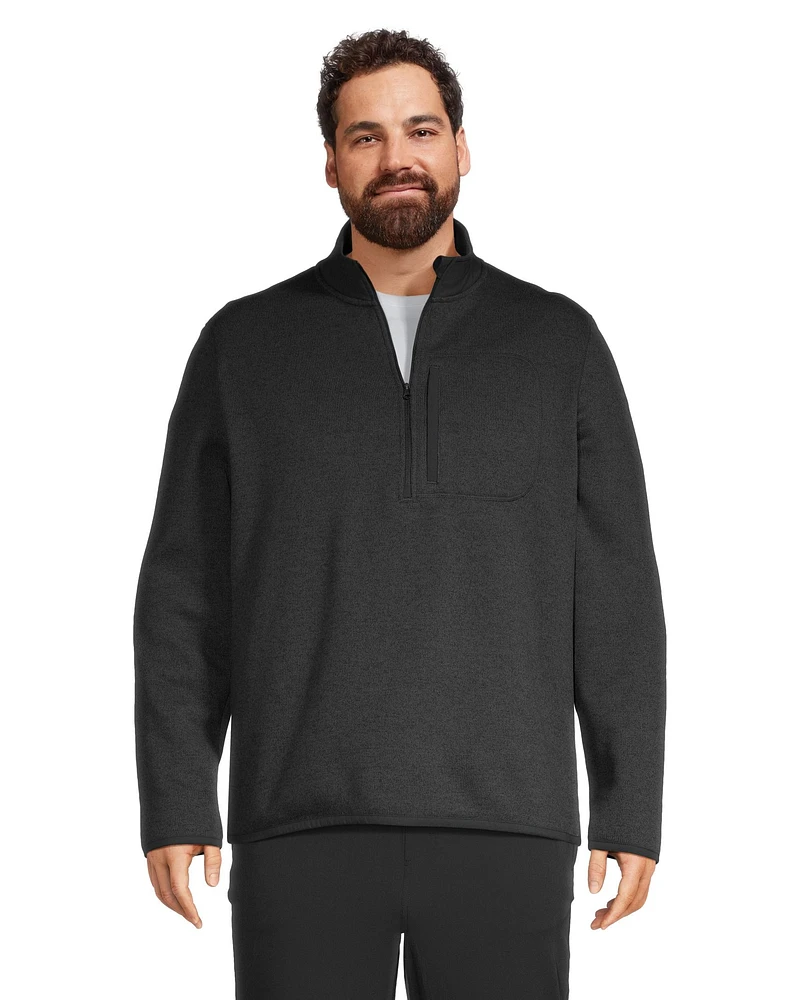 WindRiver Men's Half Zip Mock Neck Sweater-Knit Fleece Top