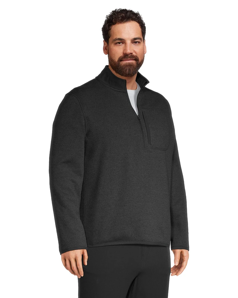 WindRiver Men's Half Zip Mock Neck Sweater-Knit Fleece Top