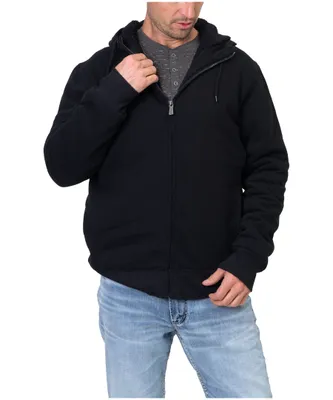 Silver Men's Sherpa Lined Full Zip Fleece Hoodie