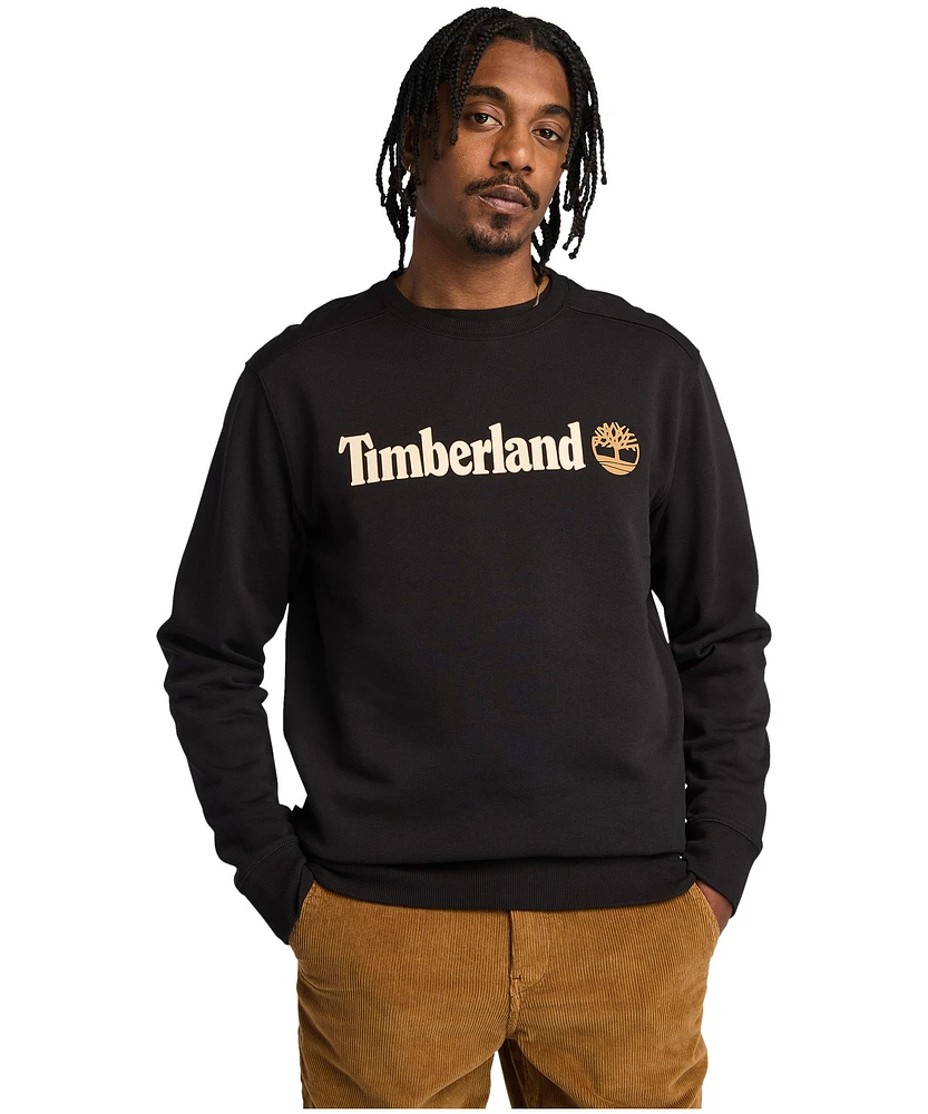 Timberland Men's Linear Logo Crewneck Fleece Sweatshirt