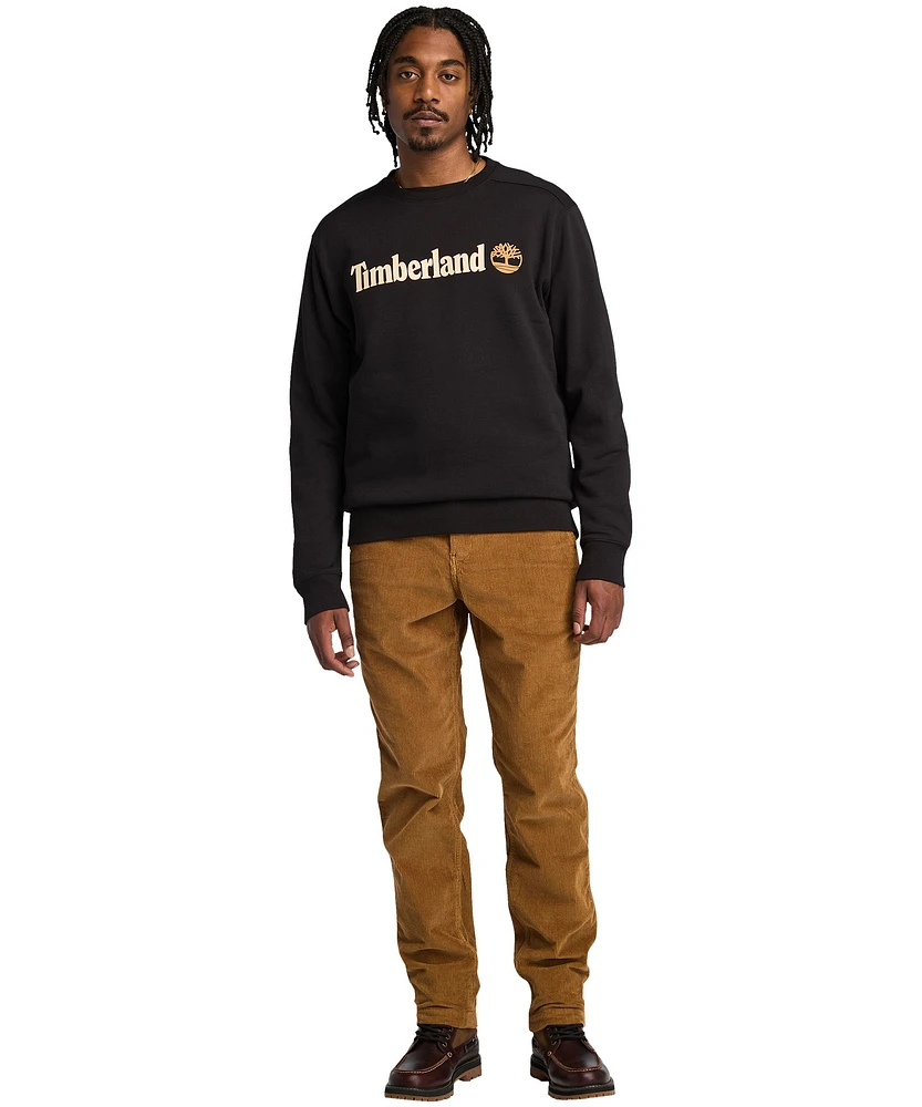 Timberland Men's Linear Logo Crewneck Fleece Sweatshirt