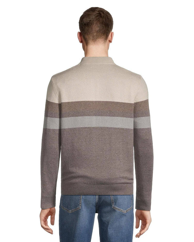 Denver Hayes Men's Lofty Ombre Stripe Full Zip Sweater