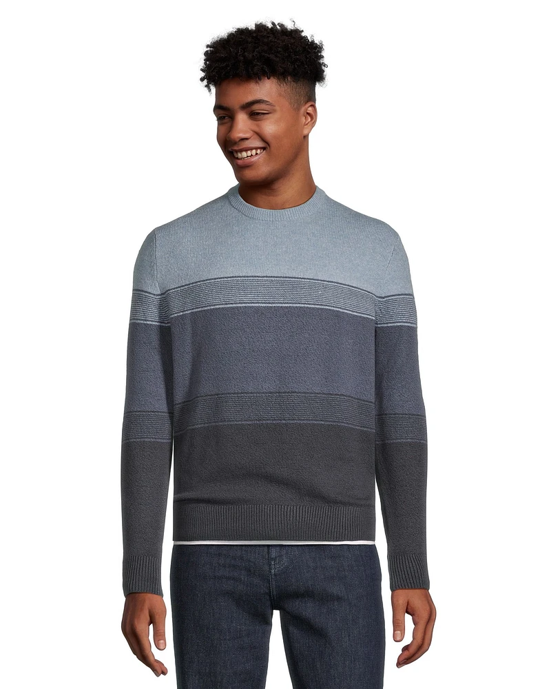 Denver Hayes Men's Lofty Ombre Stripe Crewneck Sweater