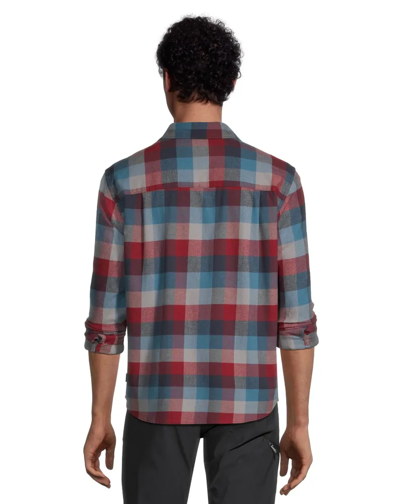 WindRiver Men's Basic Long Sleeve Regular Fit Stretch Plaid Flannel Shirt