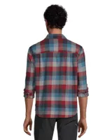 WindRiver Men's Basic Long Sleeve Regular Fit Stretch Plaid Flannel Shirt