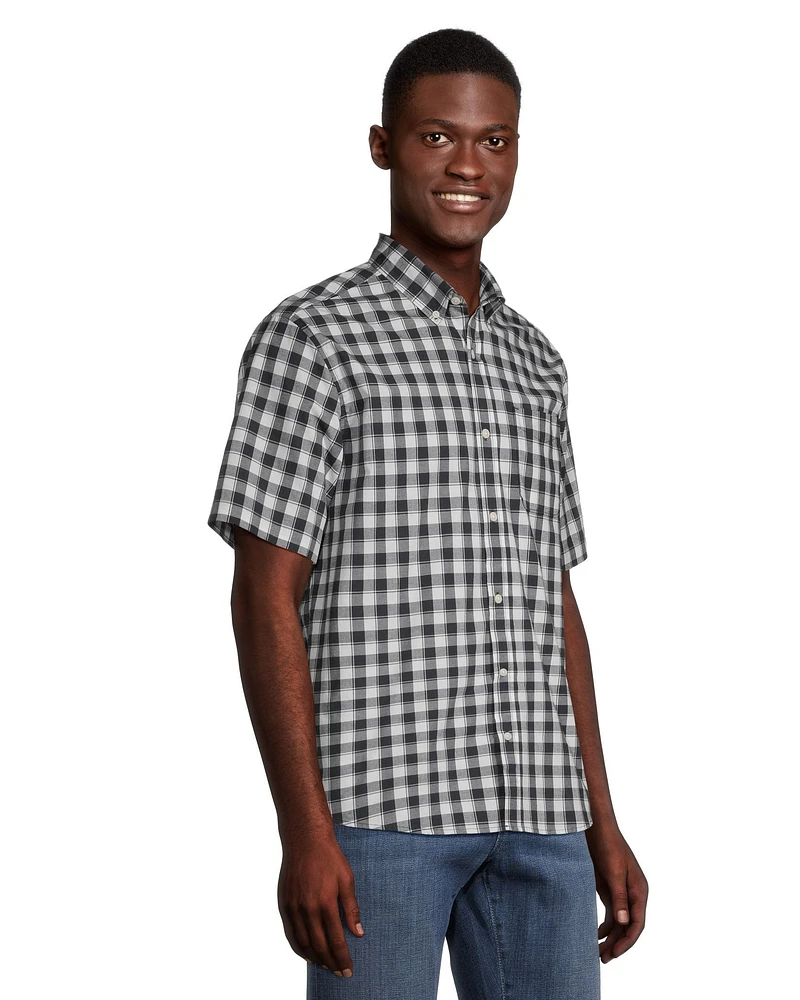 Denver Hayes Men's Short Sleeve Classic Fit Plaid Casual Sport Shirt