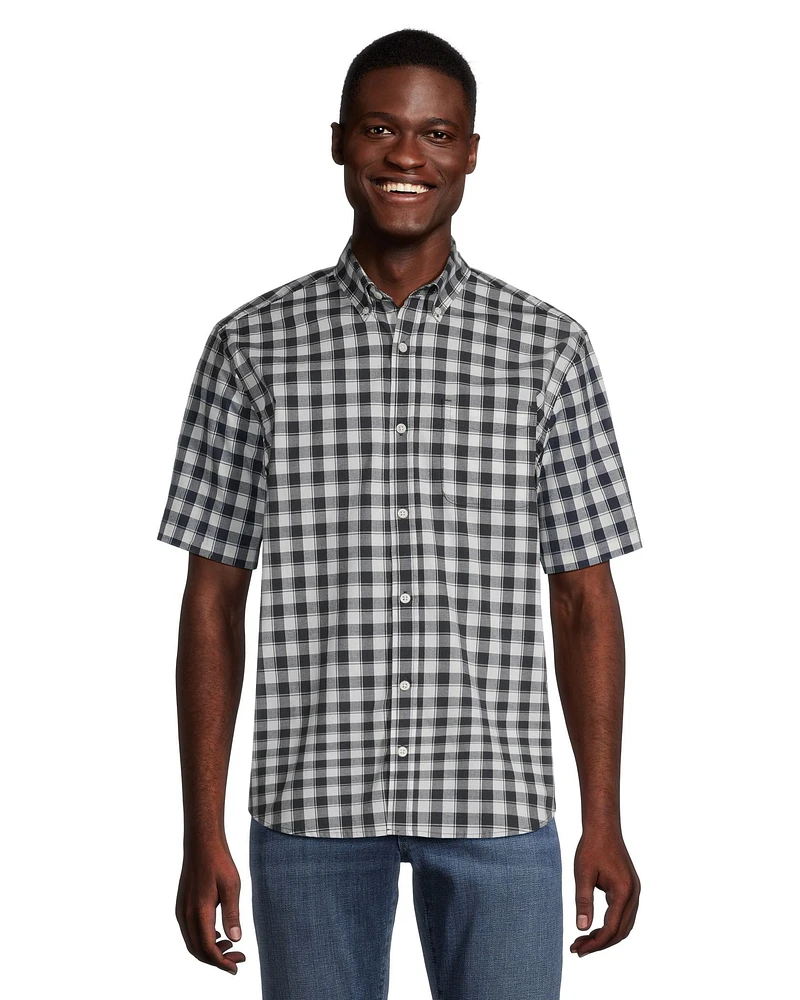 Denver Hayes Men's Short Sleeve Classic Fit Plaid Casual Sport Shirt