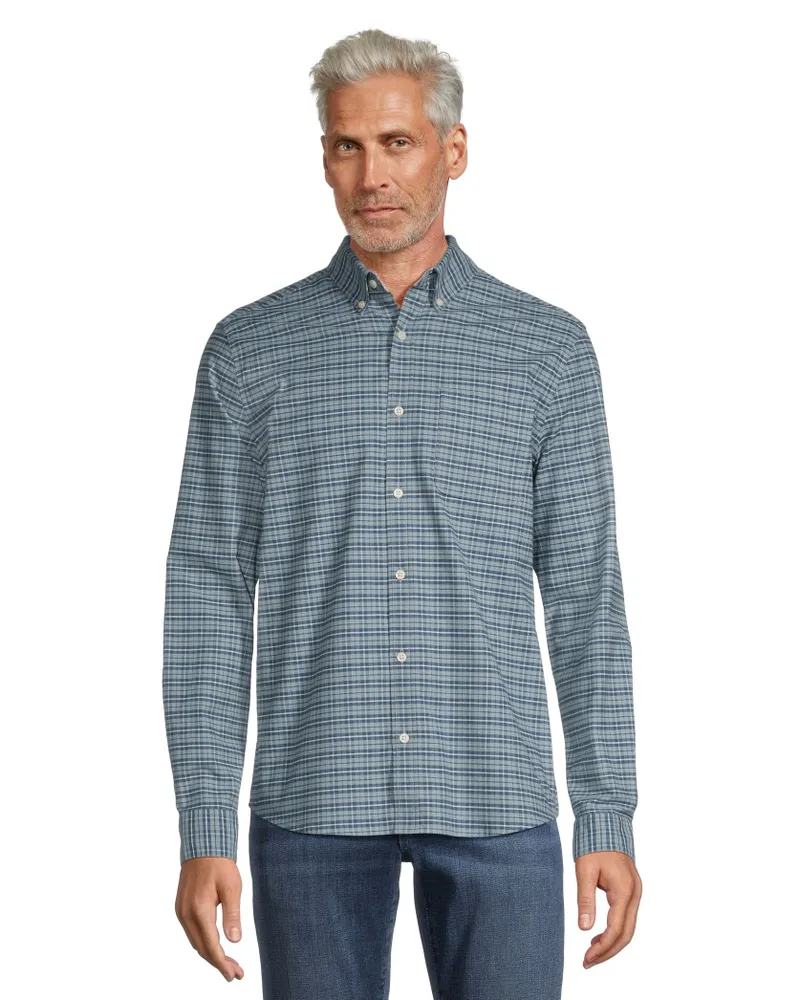 Denver Hayes Men's Stretch Oxford Modern Fit Long Sleeve Button Down Shirt