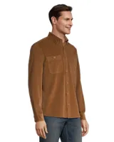 Denver Hayes Men's Stretch Corduroy Button Down Modern Fit Shirt