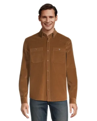 Denver Hayes Men's Stretch Corduroy Button Down Modern Fit Shirt