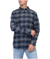 Silver Men's Button Down Flannel Shirt