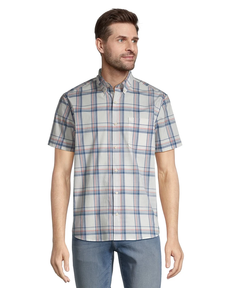 Denver Hayes Men's Plaid Sport Casual Modern Fit Shirt