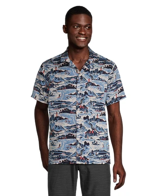 FarWest Men's Modern Fit All Over Print Short Sleeve Shirt