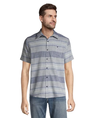 Silver Men's Striped Button Down Cotton Shirt