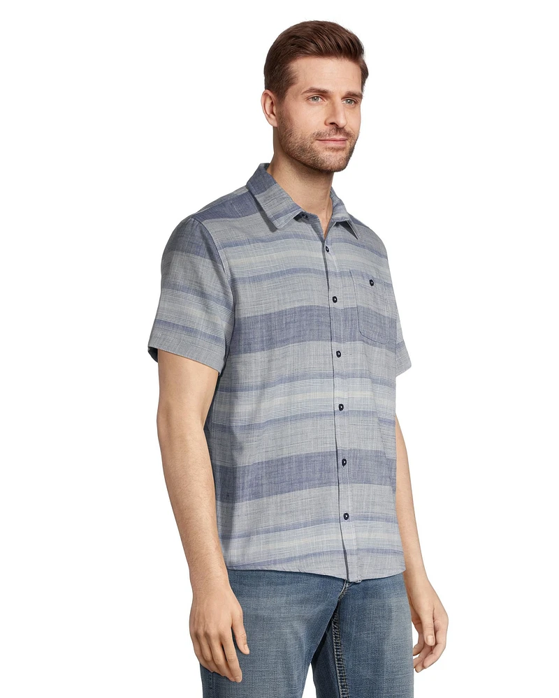 Silver Men's Striped Button Down Cotton Shirt