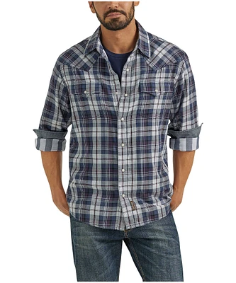 Wrangler Men's Retro Premium Long Sleeve Woven Plaid Shirt