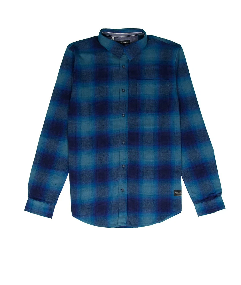 Silver Men's Button Down Flannel Shirt