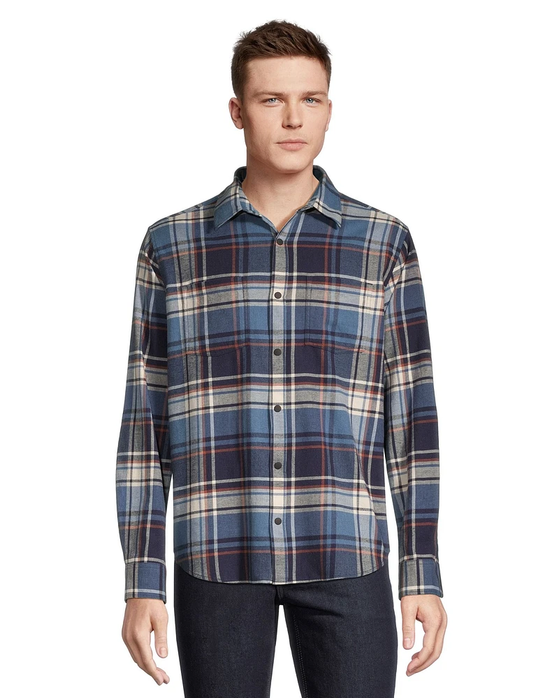 WindRiver Men's Basic Stretch Flannel Snap Down Shirt