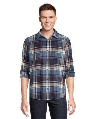 WindRiver Men's Basic Stretch Flannel Snap Down Shirt