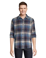 WindRiver Men's Basic Stretch Flannel Snap Down Shirt