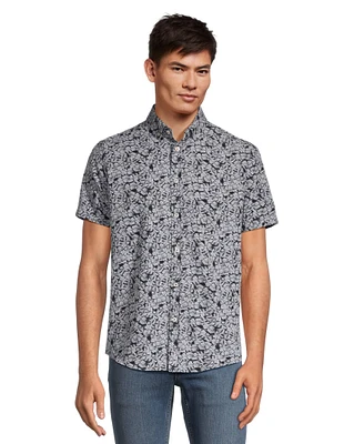 Report Men's 4 Way Stretch Printed Leaves Shirt