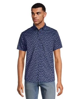 Report Men's 4 Way Stretch Palm Tree Print Shirt