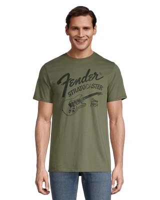 Logo T-Shirt Men's Fender Stratocaster Vintage Graphic Crewneck T Shirt