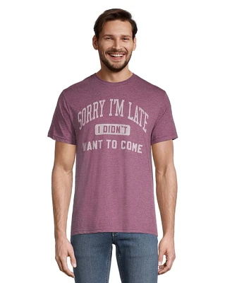 Logo T-Shirt Men's Sorry I'm Late Crewneck Graphic T Shirt