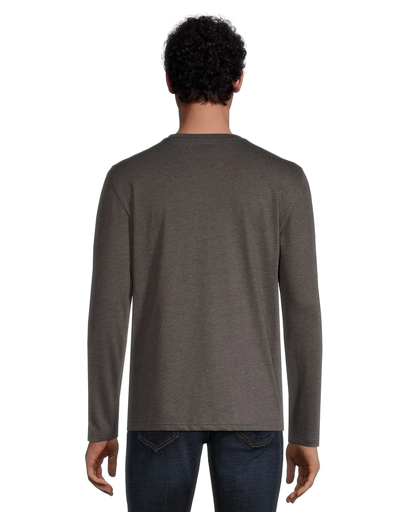 Silver Men's Long Sleeve Logo T Shirt