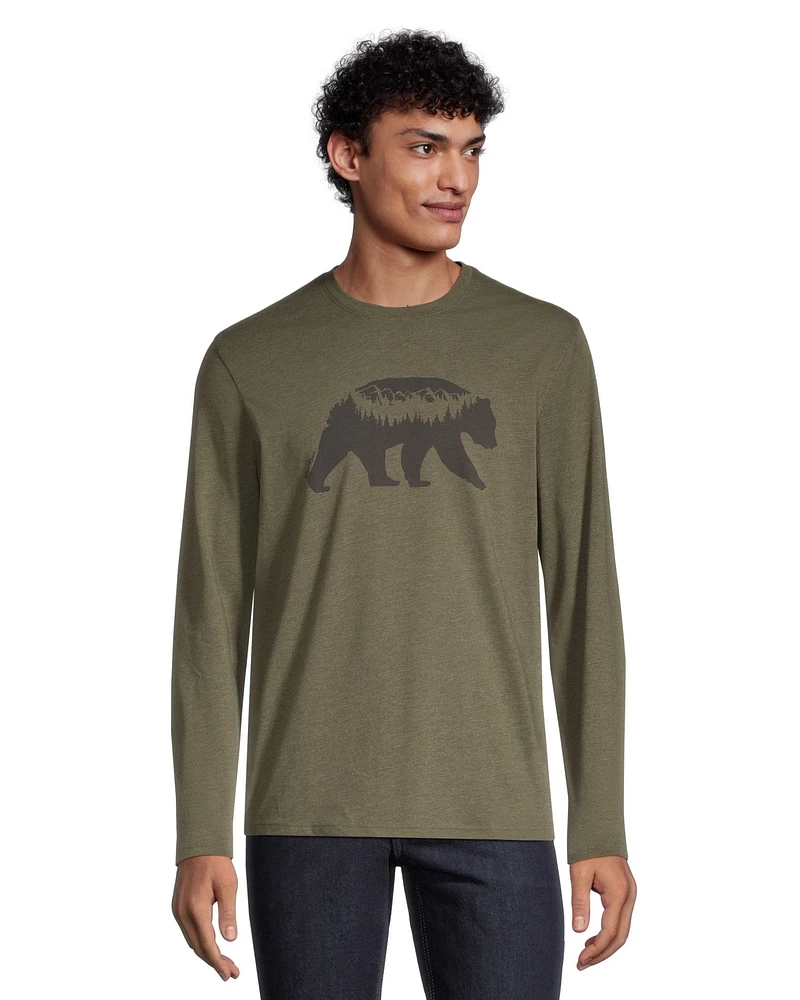 WindRiver Men's CF Bear Graphic Long Sleeve T Shirt