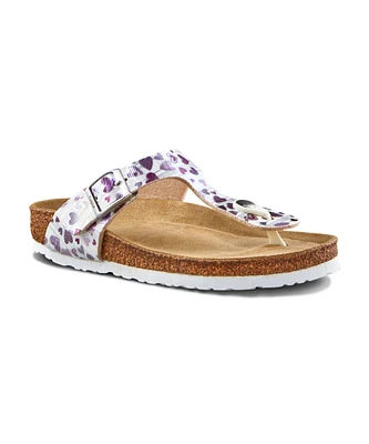 FarWest Girls' Youth Veron Cork Flip Flop Sandals - Pink Multicolor