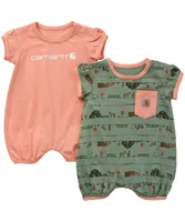 Baby Girls' Short Sleeve Horse Farm Print Romper