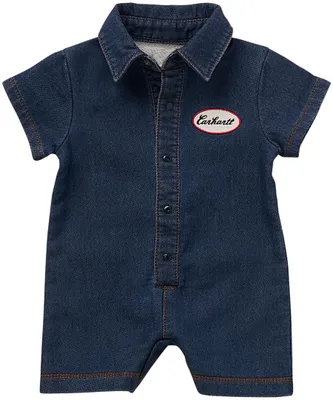 Baby Boys' Short Sleeve Knit Denim Snap Front Romper