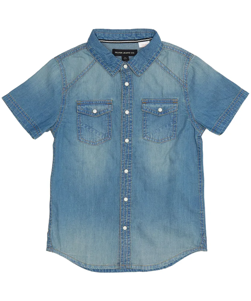 Silver Kids' Unisex Medium Wash Chambray Shirt