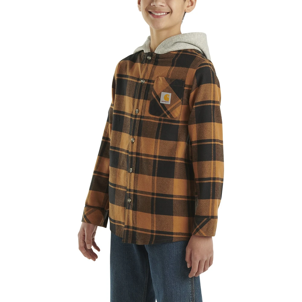 Carhartt Youth Boy's Long Sleeve Hooded Flannel Shirt