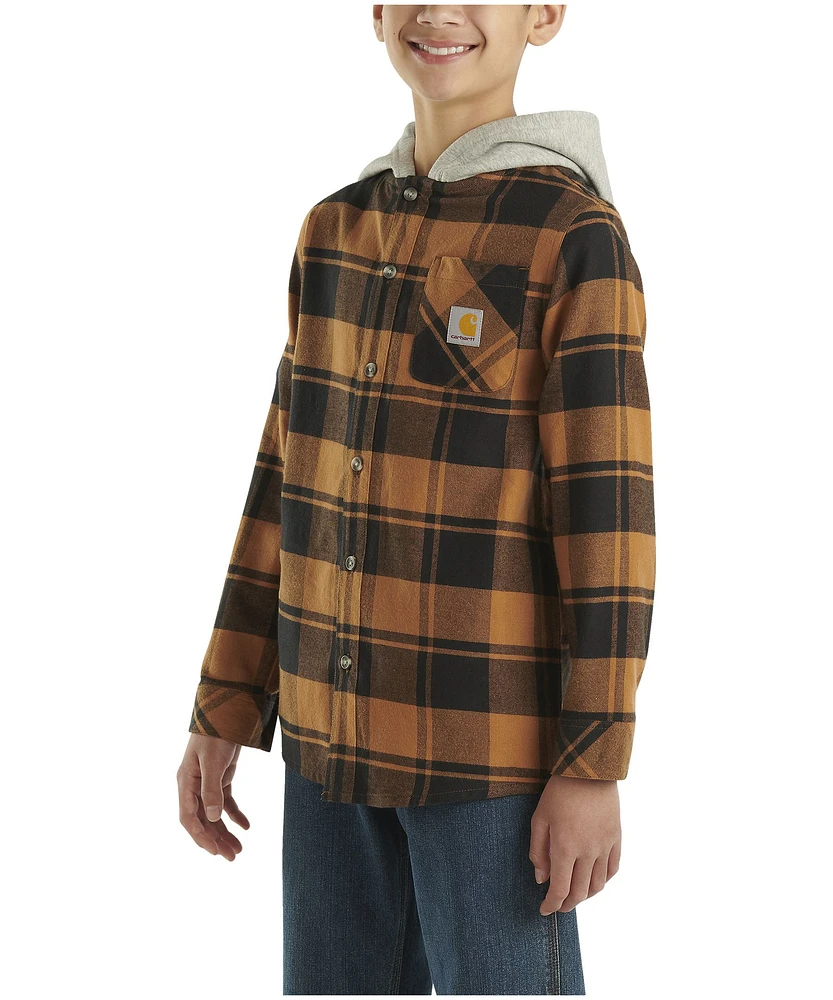 Carhartt Youth Boy's Long Sleeve Hooded Flannel Shirt