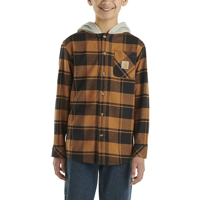 Carhartt Youth Boy's Long Sleeve Hooded Flannel Shirt