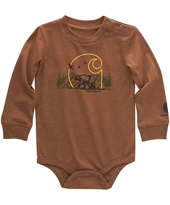 Carhartt Baby Boys' Long Sleeve Bear Graphic Bodysuit