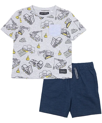 Silver Kids' Short Sleeve Crew Tee With Pull On Shorts Set