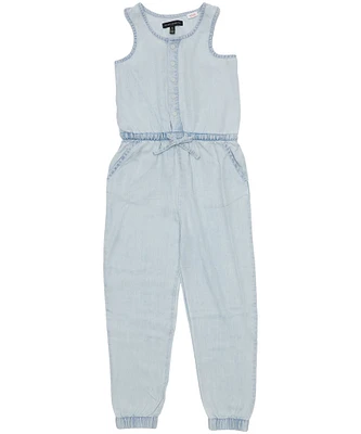 Silver Kids' G's Sleeveless Jumpsuit With Slanted Pockets